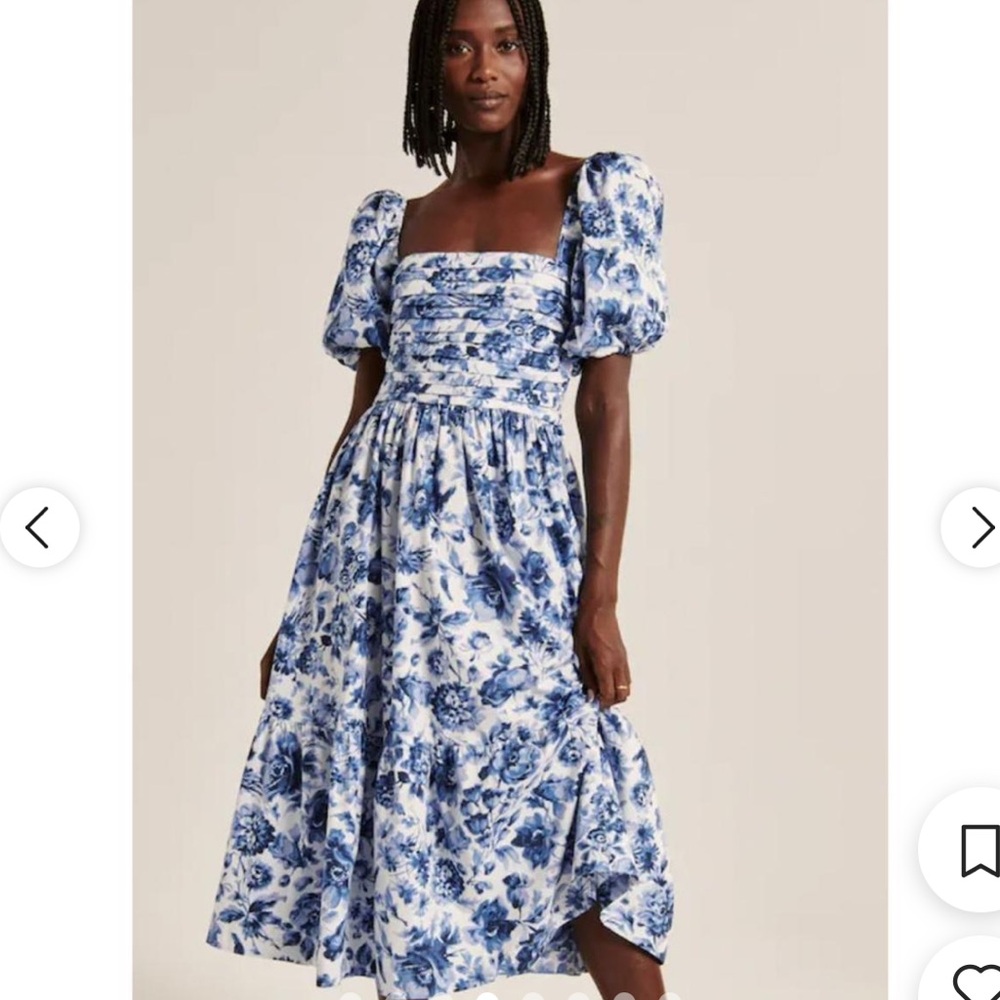 Abercrombie & Fitch White and Blue Midi Dress